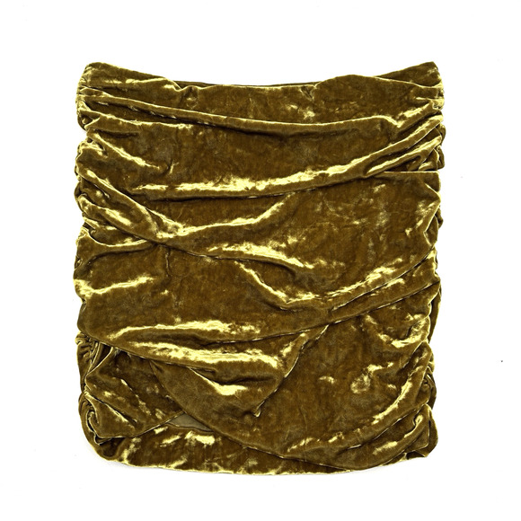 Free People Gold Crushed Velvet Pull On Mid Rise Ruched Mini Skirt L 30x15" - Picture 1 of 12